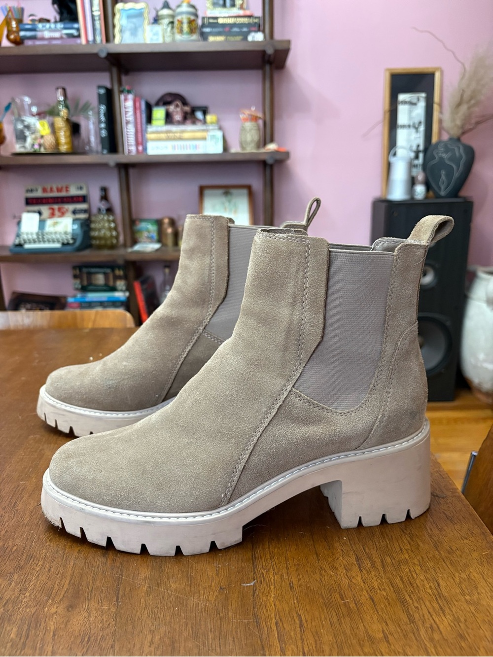 DV Taupe Suede Chelsea Lug Boot